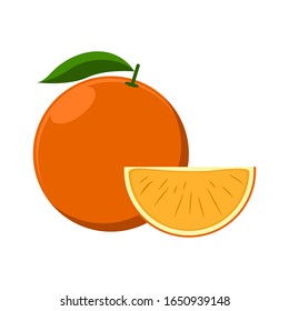 Naranja y rodaja en fondo blanco
