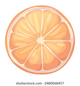 Orange slice on white background. Illustration for grocery shop,cafe, bar, party, food concept, recipe. Vector illustration for menu, poster, website, banner, flyer, cover, invitation, postcard, print