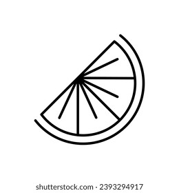 Orangefarbene Scheiben umrissen einfaches Symbol. Gewürzlinearer Logotyp. Kaffee, Tee, Limonadengetränk mit Gewürzsymbol. Schwarz auf weißem Hintergrund, Silhouette. Vectordesign-Element