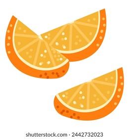 Orange slice piece vector cartoon illustration isolated on a white background.