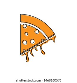 Orange Slice of pizza icon isolated on white background. Vector Illustration