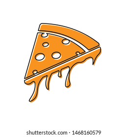Orange Slice of pizza icon isolated on white background. Vector Illustration