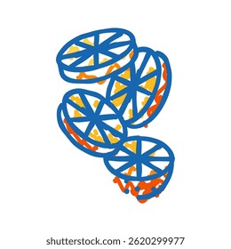 vetor de esboço do ícone de doodle da queda da fatia laranja. sinal de queda da fatia laranja. ilustração de símbolo isolado