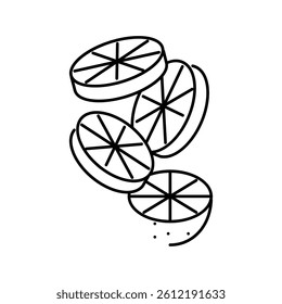 orange slice round fall line icon vector. orange slice round fall sign. isolated contour symbol black illustration