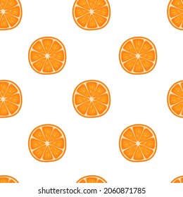 Orange slice seamless pattern. Orange slices on a white background.