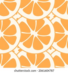 Orange slice seamless pattern vector. Summer vector illustration. Fruit juice.