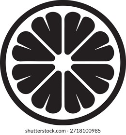 Orange slice silhouette vector citrus fruit round icon illustration for kitchen design