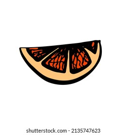 Orangefarbene Slice-Skizze-Symbol. Sommercocgetränke handgezeichnet Symbol