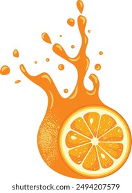 Orange slice splash juice isolated
