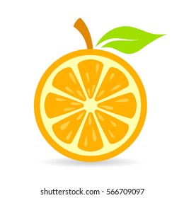 Orange slice vector icon illustration isolated on white background. Orange eps vector clip art graphics.