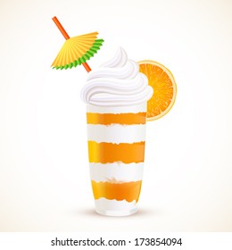 Orange sliced dessert cocktail, vector illustration