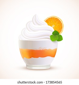 Orange sliced ice cream dessert, vector illustration