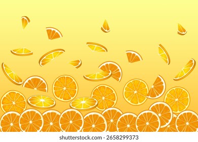 orange sliced and sliced on a yellow orange background.Close-up, isolated. The design element