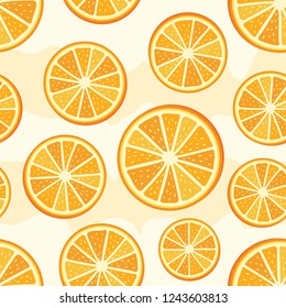 Orange sliced pattern. Seamless orange slices background. Vector orange pattern