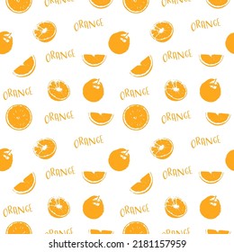 Orange sliced seamless pattern. Organic healthy fruit background.