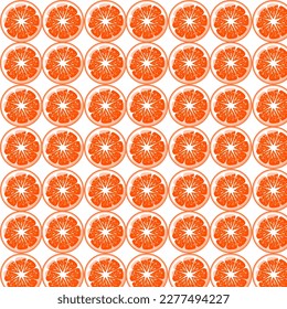 Orange sliced Seamless pattern. For posters, logos, labels, banners, stickers, product packaging design, etc. Vector illustration.