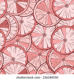 Orange slices background. Seamless pattern. Pink color.
