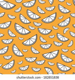 Orange slices background. Vector doodle seamless pattern for kitchen and cafe stuff