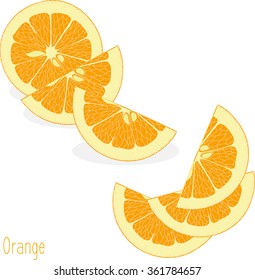 Orange slices, collection of vector illustrations on a transparent background