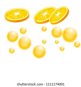 Orange slices with drops juice