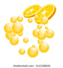 Orange slices with drops juice