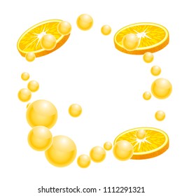 Orange slices with drops juice