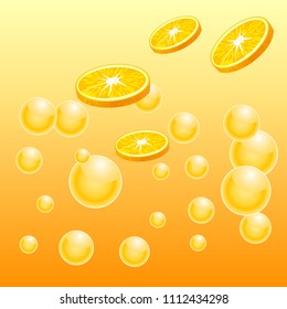 Orange slices with drops juice