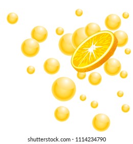Orange slices with drops juice