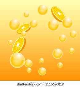 Orange slices with drops juice