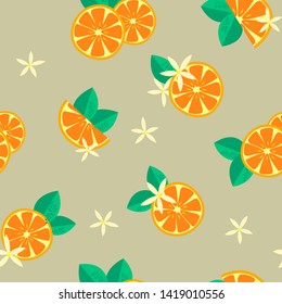 
Orange slices and flowers, pattern