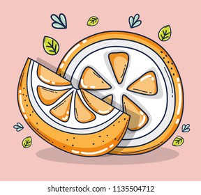 Orange slices fruit cartoon