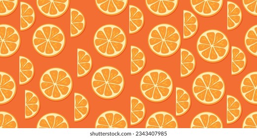 Orange slices, and halves of slices. For kitchen, cups, wallpapers, pillows, notebooks. Vector for print, interior, wallpaper.