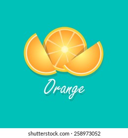 Orange, orange slices, juicy bright vector background