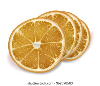 Orange of slices on white background. Isolated vector realistic orange
