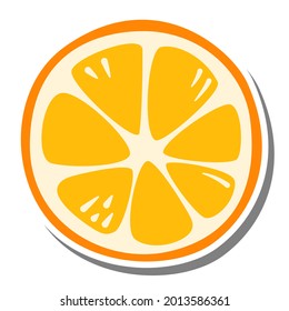 Orange slices on white silhouette and gray shadow. Flat style for decorated and any design. Vector illustration about fruit.