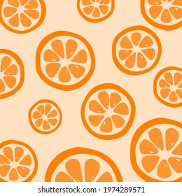 Orange Slices Pattern background. Fruit Vector Illustration.