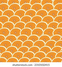 Orange Slices Pattern. Citrus Illustration Element For Background Design