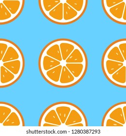 Orange slices seamless pattern. Flat food vector texture