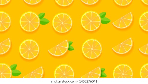 Orange slices seamless pattern, modern flat graphic for fabric or packege design