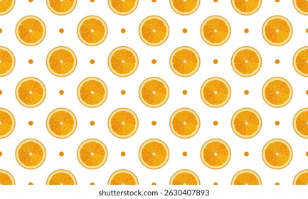 Orange slices seamless pattern. Vector Repeating Texture.