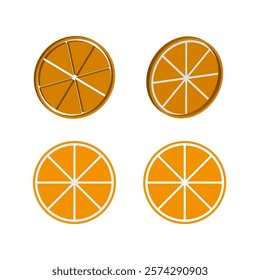 Orange slices set. Circular fruit vector. Juicy orange shapes. Fresh citrus illustration.