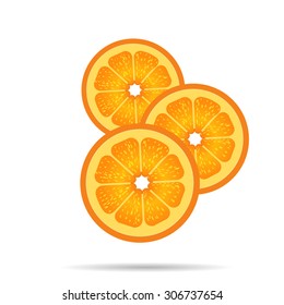 Orange slices with the shadow