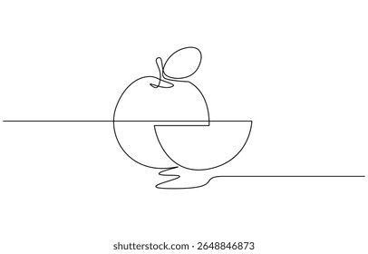 Orange Slices A Single Line Drawing of Citrus Fruit, Minimalist Line Art Illustration of a Lemon Slice, Continuous single line drawing sliced healthy organic lemon for orchard logo identity.