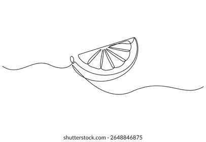 Orange Slices A Single Line Drawing of Citrus Fruit, Minimalist Line Art Illustration of a Lemon Slice, Continuous single line drawing sliced healthy organic lemon for orchard logo identity.