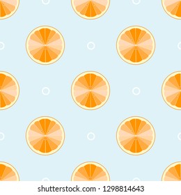 Orange slices summer print. Citrus fruit seamless vector pattern.