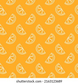 Orange slices vector seamless pattern, bright fruit background