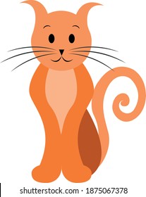 Orange slim cat digital art vector
