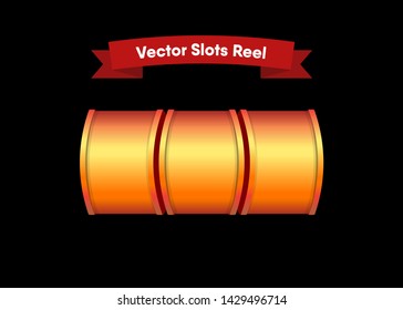 Orange Slot Machine Slots Reel Spin Gambling Vector Illustration