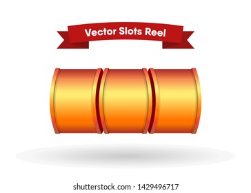 Orange Slot Machine Slots Reel Spin Gambling Vector Illustration