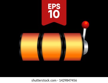 Orange Slot Machine Slots Reel Spin Gambling Vector Illustration
